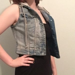 Jean Vest with Removable Hood